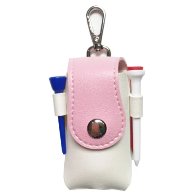 Logo personnalisé mini sac de golf rose en cuir PU avec tees de golf balles de golf accrocher à la taille ceinture de golf 2 couleurs au choix cadeau de ping marron