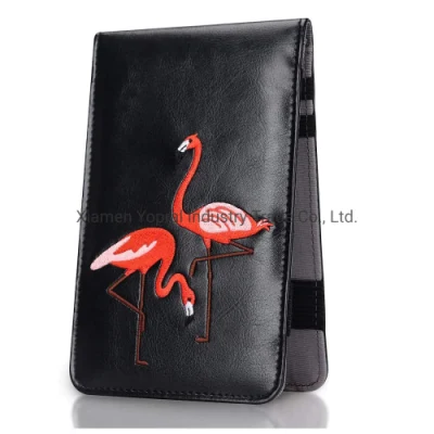 Logo personnalisé en cuir noir Flamingo Broderie Golf Performance Scorecard Holder Yardage Holder